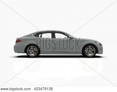 Generic and Brandless Car Isolated on White 3d Illustration, ContemporaryÂ SedanÂ Studio,Â Dealership Automobile Industry, Auto Transport, Infographics Automotive Background, City Vehicle Template