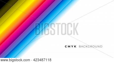 Rainbow Cmyk Colors Line Stripe Background Vector Template Design