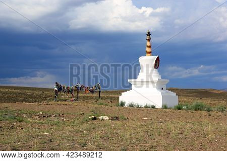 Stupa Is A Buddhist Architectural And Sculptural Religious Building With Hemispherical Outlines. Ori