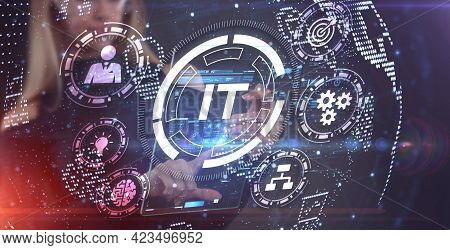 It Consultant Presenting Tag Cloud About Information Technology