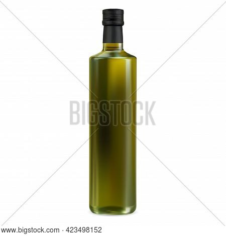 Olive Oil Bottle Mockup. Extra Virgin Green Oil Jar. Food Cooking Product, Organic Vegetarian Diet. 