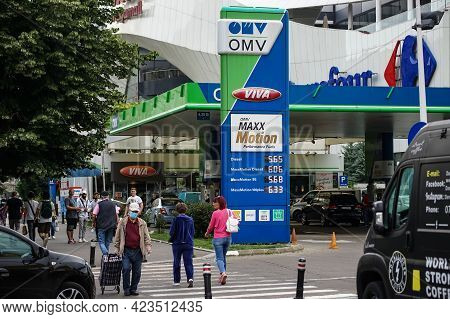 Bucharest, Romania - June 08, 2021: An OMV gas station is seen in Bucharest This image is for editorial use only.