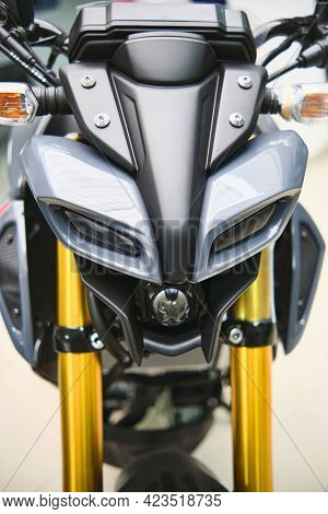 Lima, Peru - June 12, 2021: Motorcycles In The Showroom Yamaha Shop. New Motorbikes And Accessories 