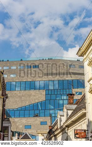 Groningen, Netherlands - March 07, 2020: Facade And Rooftop Of The Forum In Groningen, Netherlands