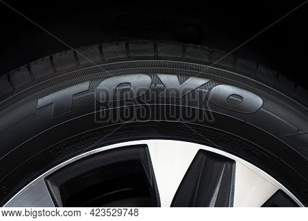 Kharkiv, Ukraine - 7 April, 2021: Illustrative Editorial Of Toyo Tire Close-up.