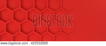 Abstract Modern Red Honeycomb Background, 3d Rendering