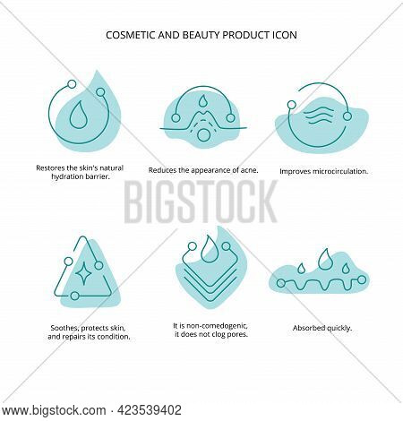 Beauty Treatment, Cream, Mask Cosmetic And Beauty Product Icon Set For Web, Packaging Design. Vector