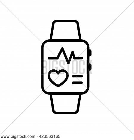Fitness Tracker Smart Watch Vector Icon. Line Stroke Editable Smartwatch Device Icon. Outline Digita