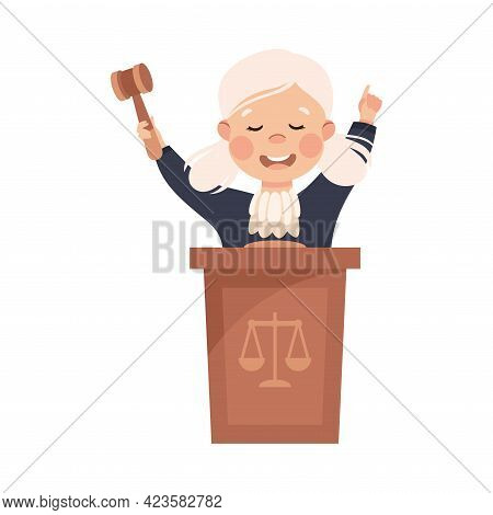 Kind And Fair Little Girl Doing Justice And Engaged In Honest Behavior Vector Illustration
