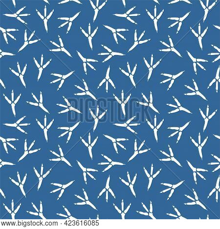Seamless Pattern With Footprint Of A Bird. Vector Seamless Background With A Pattern Of Traces Of Bi