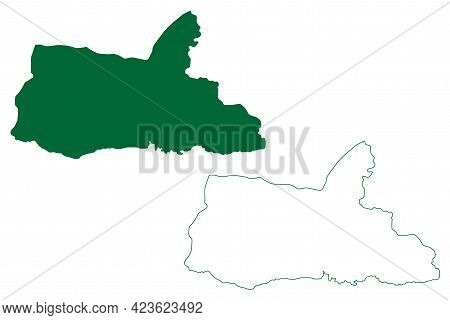 South Garo Hills District (meghalaya State, Republic Of India) Map Vector Illustration, Scribble Ske