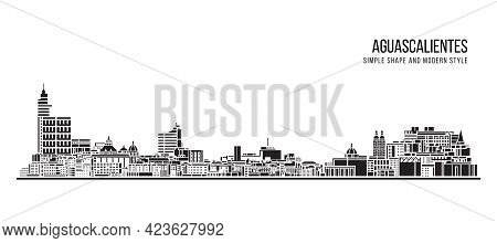 Cityscape Building Abstract Simple Shape And Modern Style Art Vector Design - Aguascalientes City