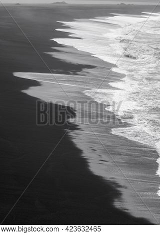 Black sand beach near Reynisdrangar in Iceland