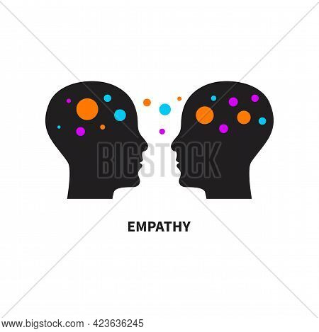 Logo Of Empathy, Emotional Intelligence. Two Profiles And Relationship Between Them. Icon Of Therapy