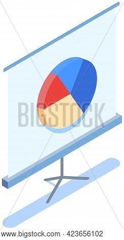 Sectorized Pie Chart On Poster. Statistical Graph Presentation Board Isolated On White Background. S