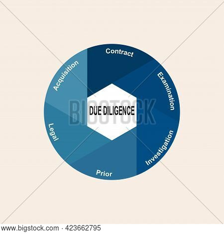 Diagram Concept With Due Diligence Text And Keywords. Eps 10 Isolated On White Background