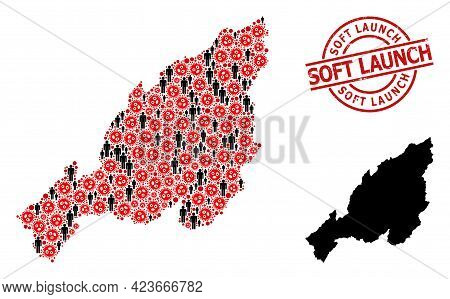 Collage Map Of Nagaland State Designed From Covid Infection Icons And Men Icons. Soft Launch Scratch