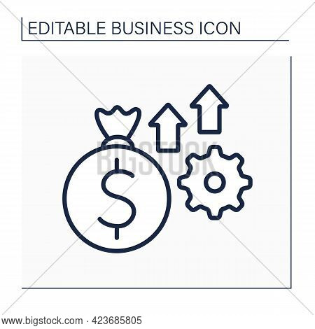 Investition Line Icon. New Startup. Investing Money Into Products. Business Growth And Profitability