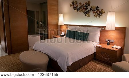 Baku, Azerbaijan - July 2019: Interior Decoration Of Baku Jw Marriott Absheron Hotel Room