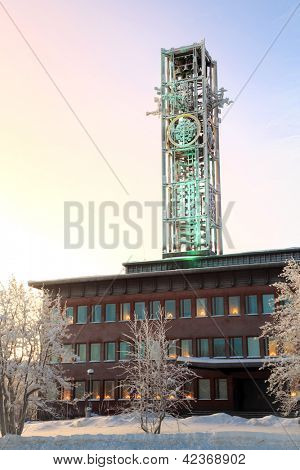 Architettura Kiruna City Hall al crepuscolo crepuscolo Svezia