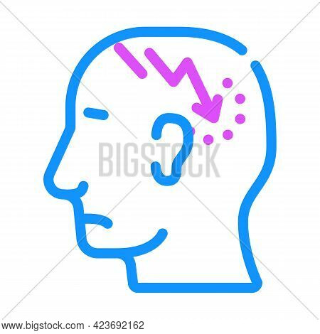 Lightning Neurosis Or Headache Pain Color Icon Vector. Lightning Neurosis Or Headache Pain Sign. Iso