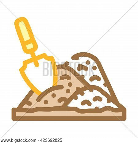 Shovel In Heap Of Peat Color Icon Vector. Shovel In Heap Of Peat Sign. Isolated Symbol Illustration