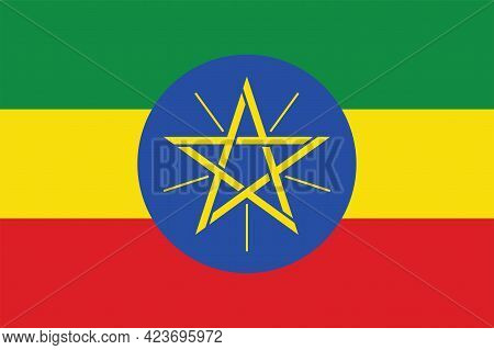 National Ethiopia Flag, Official Colors And Proportion Correctly. National Ethiopia Flag. Vector Ill