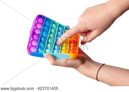 Push Pop Bubble. Simple Dimple. Anti-stress Colorful Toy On A White Background. Baby Clicks On Pop U