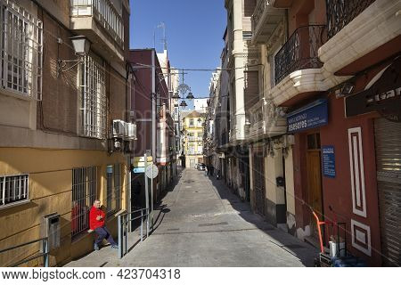 Cartagena, Mercia, Spain- November 17, 2017: Streets And Buildings In The Historic Center Of Cartage