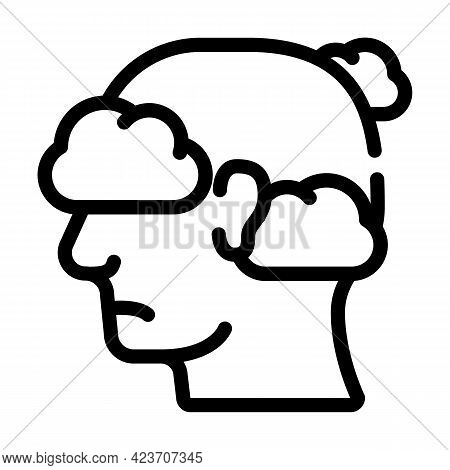 Fly In Clouds Neurosis Line Icon Vector. Fly In Clouds Neurosis Sign. Isolated Contour Symbol Black 