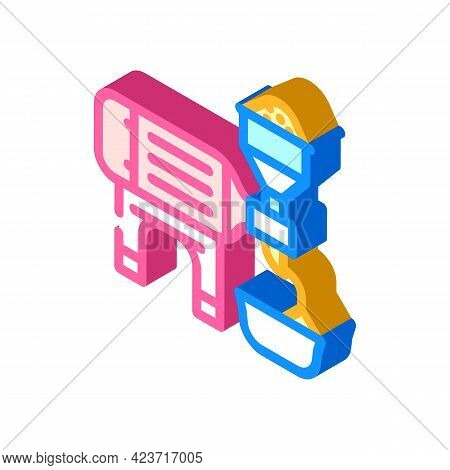 Industrial Crusher For Production Peanut Butter Isometric Icon Vector. Industrial Crusher For Produc