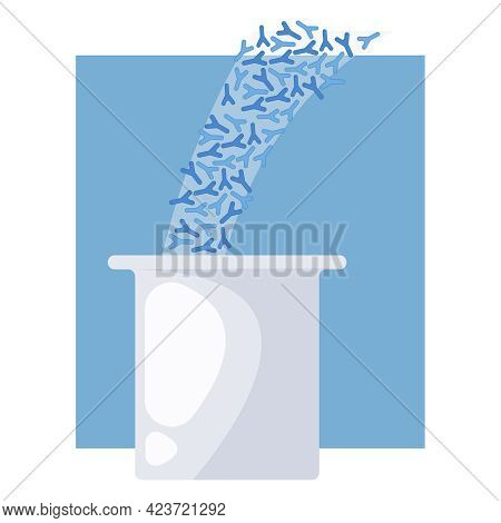 Bifidobacteria Are Poured Into Yogurt. Vector Illustration