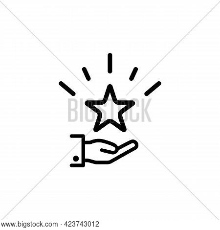 Palm With A Shining Star Above The Hand Icon. Gifts Or Bonuses For A Regular Customer. Loyalty Progr