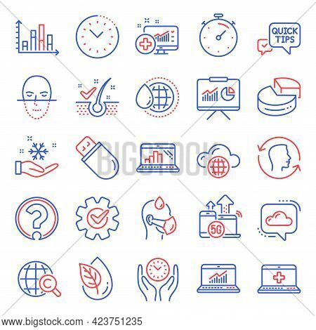 Science Icons Set. Included Icon As Diagram Graph, Online Statistics, Cogwheel Signs. Pie Chart, Saf