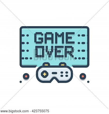 Color Illustration Icon For Gameover Video Videogame Game Finish Technology Controller
