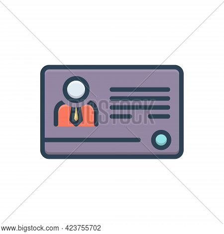 Color Illustration Icon For Greencard License Identification Passport Personal Security