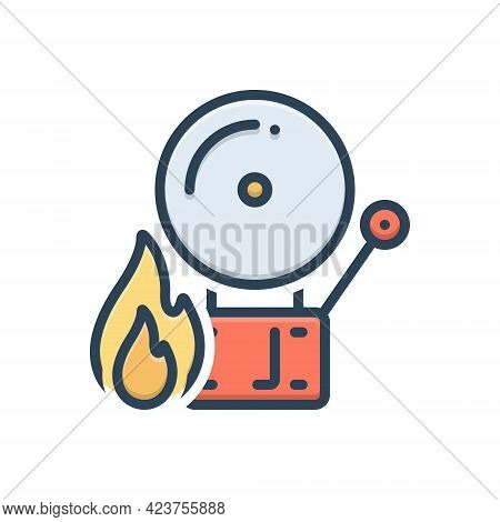 Color Illustration Icon For Firealarm Alert Protection Danger Signal