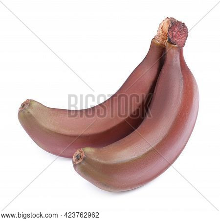 Tasty Red Baby Bananas On White Background
