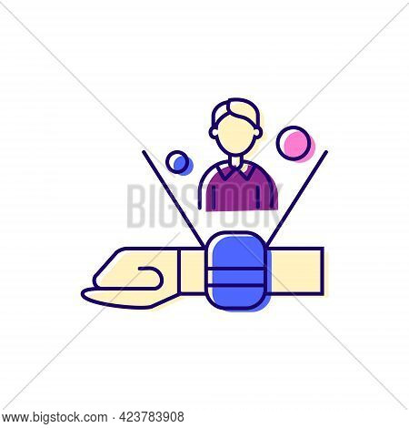 Futuristic Watch Color Icon. Cyberpunk Concept. Future With Robot Technology. Flat Symbol. Isolated 