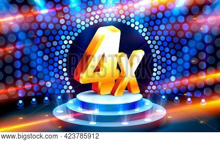 4x Winner Banner, Promotion Flyer, Prize Label. Vector