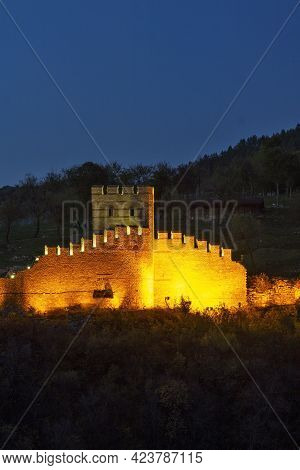 Night View Of Ruins Of Medieval Fortification At Trapezitsa Hill, Veliko Tarnovo, Bulgaria