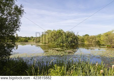 An Image Of The Beautiful Frisby Lakes Captured On A Bright Summer's Morning At Frisby On The Wreake