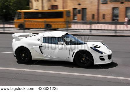 Kiev, Ukraine - May 22, 2021: Lotus Exige S In Motion. English Supercar On The Road