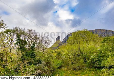 Aerial View Of Rock Formation Located In County Leitrim, Ireland Called Eagles Rock
