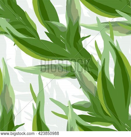 Abstract Seamless Pattern With Leaves. Vector File.