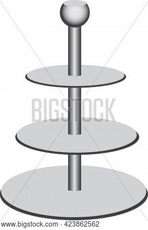 Steel Three-tiered Stand For Fruits And Snacks.