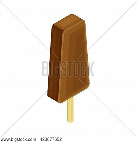 Eskimo Ice Cream On Stick From Food Court As Self-serve Dinner Isometric Vector Illustration