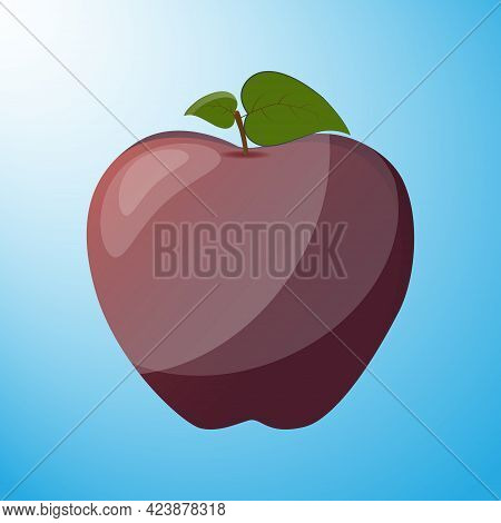 Red Apple On A Blue Background, Apple Vector, Vector Illustration