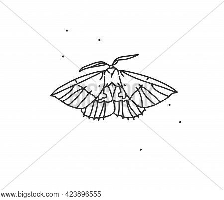 Hand Drawn Vector Abstract Stock Flat Graphic Illustration With Logo Element, Bohemian Magic Art Of 