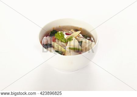 Thai Food Tomyum Shrimp On White Background.